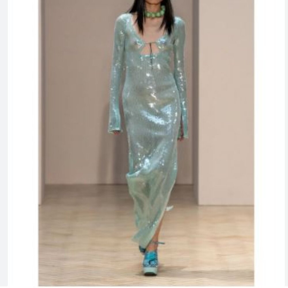 16ARLINGTON Solaria Sequin-embellished Dress in Ice Blue UK10 / US6